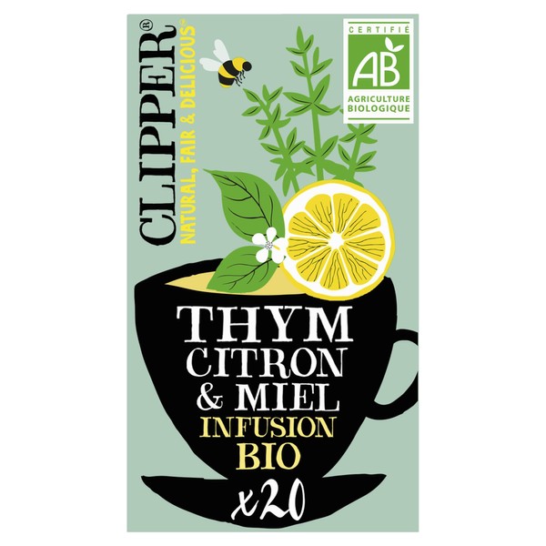 Clipper Natural, Fair and Delicious, Organic Lemon & Honey Thyme Infusion, 20 Sachets 32g