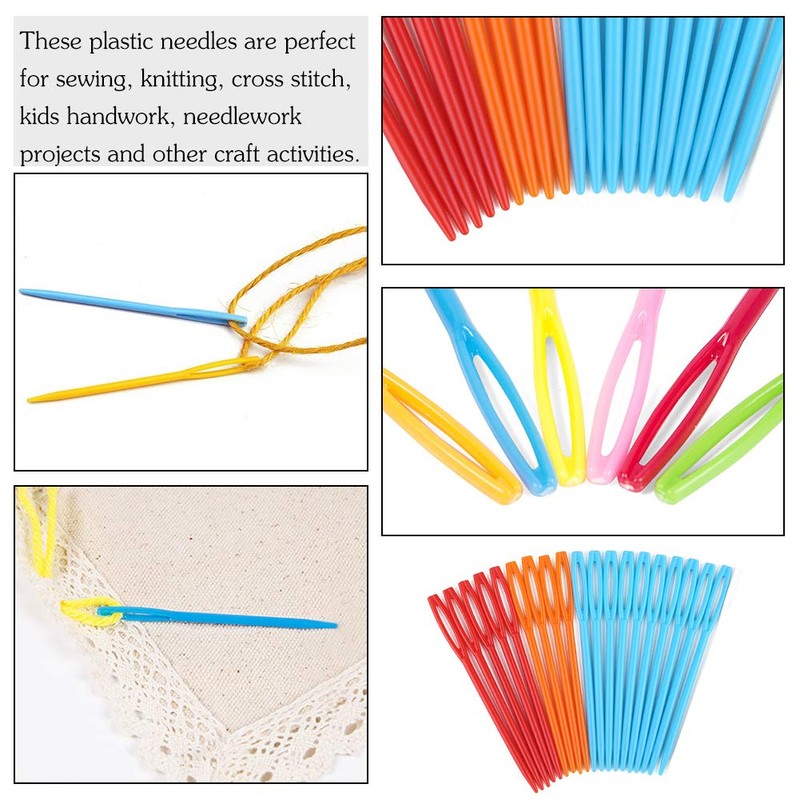 50 Pcs Large Eye Plastic Needles, 2.7inch/7cm Learning Needles, Yarn