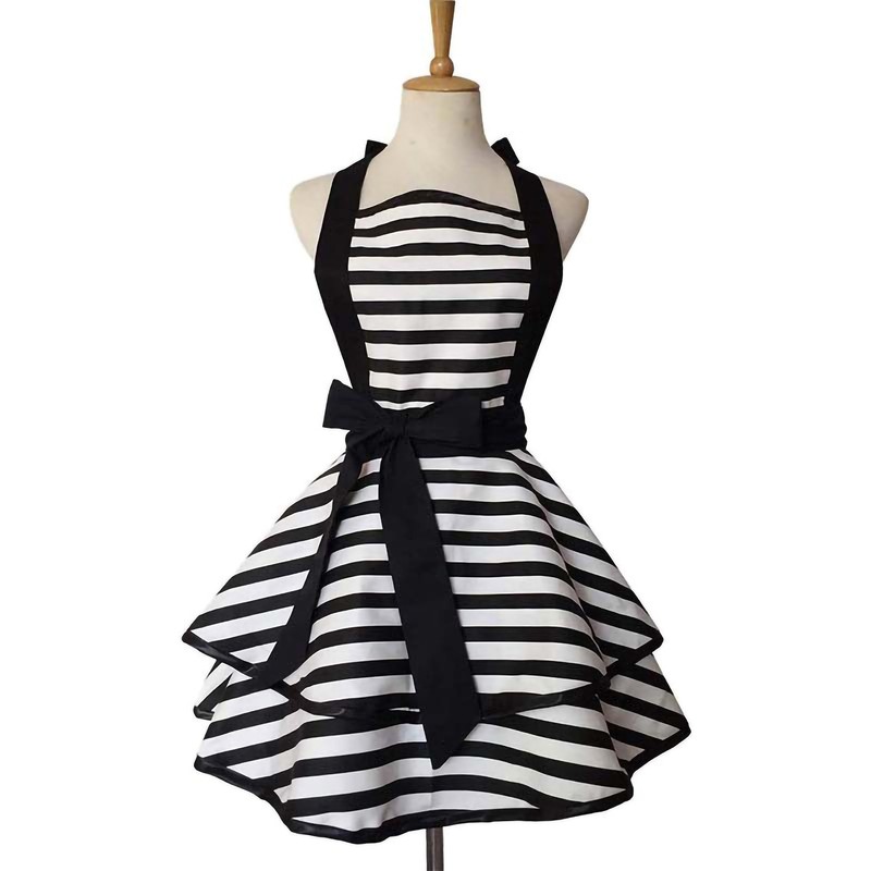 HAMILO Women's Frill Apron, Ribbon Tie, Adjustable Size, Length Approx.