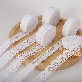 HERZWILD Lace Ribbon Cotton 30m White lace Trim Vintage Decorative lace Crochet lace Decorative Ribbon lace Fabric for Sewing Crafts Wedding Decoration