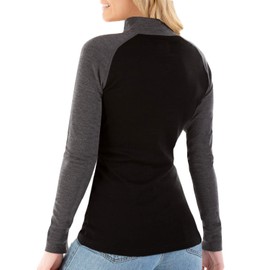 MERIWOOL Womens Base Layer 100% Merino Wool Midweight 250g Half Zip Sweater for Women Gray Black