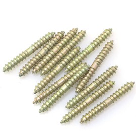PZRT 12pcs 5x40MM Dowel Screw Zinc Plated Iron Double Ended Screw Self Tapping Furniture Screw