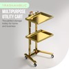 Multifunctional 2-Tray Utility Cart on Wheels - Gold 2-Level Medical