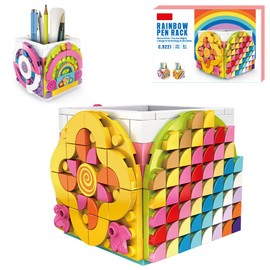 SIENON Dots Rainbow Pencil Holder, Creative Craft Decoration Set, Building Blocks Pencil Jewellery Organiser Box, Pen Holder, Fun Craft Set Dots Construction Toy for Birthday Christmas Party