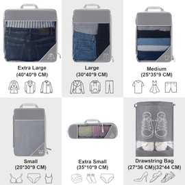 Koncle Compression Packing Cubes for Suitcases, Extensible Travel Packing Cubes, Mesh Luggage Suitcase Organizer Bags, Large Medium Small Slim Packing Cube, Travel Suitcase Accessories