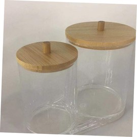 WOONEKY Make up Brush Storage Bamboo Lids Swab Organizer Home Organisation Box