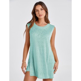 Bianstore Women's Summer Sweater Set Sleeveless Knit Pullover Top Matching Shorts 2 Piece Beach Vacation Outfits(Teal-X-Small)