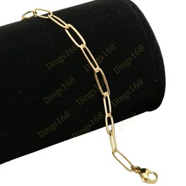 Generic Classic Genuine 18K Yellow Gold Filled Tarnish-Resist Paper Clip Chain Bracelet