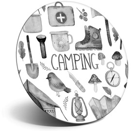 Destination Vinyl ltd Magnet for Refrigerator, Fridge BW - Cute Retro Camping Gardening for Office, Cabinet and Whiteboard, Magnetic Stickers, 39696