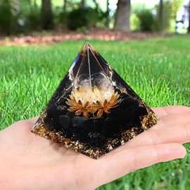 XIANNVXI XIANNVXI Healing Crystals Tower,Orgonite Orgone Tower,Obsidian Crystal Gemstone Lotus Flower Tower,Spiritual Gifts,Witchy Gifts for Women Men,Cool Stuff, Black - Obsidian