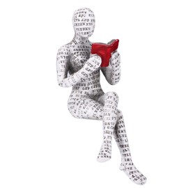 Reading Women Figurine, Resin Statue Bookshelf Ornament Abstract Sculpture Desktop Decoration, Book Accessories for Reading Lovers, Innovative Lady Reading Sculpture Ornaments,Gift for Friends