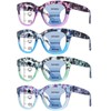 fadbon 4 Pack Progressive Multifocus Reading Glasses for Women Blue