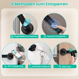 MIUCDA Smart Door Lock Door Handle with Fingerprint Number Code Detection, App Control, IC Card & Button Handle, Electric Door Lock, Smart Door Knob Door Lock for Interior Door Mortice Lock