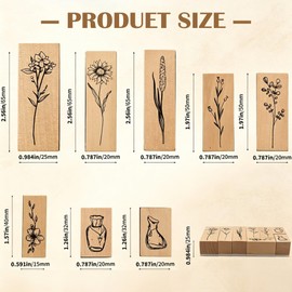 18 Pcs Vintage Wooden Rubber Stamps for Crafting, 2 Styles Stamps for Crafting, Wood Mounted Rubber Stamp Stamp for DIY Art and Craft Journals Scrapbooking Card Making