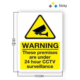 stcky 24 Hours CCTV Surveillance 20 x 15 cm (Pack of 3)
