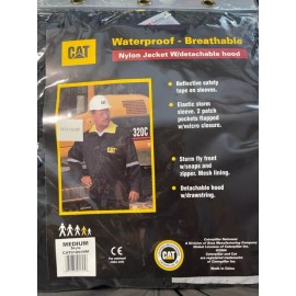 CATERPILLAR CAT Caterpillar, Waterproof Breathable Nylon Jacket w/detach Hood, Black, Medium