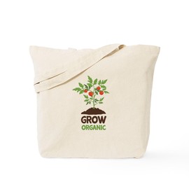CafePress GROW ORGANIC Tote Bag Reusable Natural Beige Canvas Shopping Bag