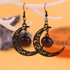 Goth Black Moon Earrings for Women,Gothic Black Red Purple Crystal