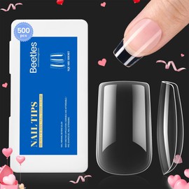 beetles Gel Polish Beetles Gel Nail Tips, 500Pcs Short Square Gel Nail Tips Clear Full Cover False Nails Tips Press on Nails for Nail Art Design Easy Nail Extensions Kit