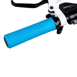 ZOOENIE 1 Pair Bike Handlebar TPR Grips Non-Slip Rubber Bicycle Grip Protection MTB Grips Fixed Lock Rings Gear Non Slip Shock Absorption Anti-Skid Bar End (Blue)