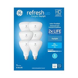 GE Refresh 6-Pack 65 W Equivalent Dimmable Daylight Br30 LED Light Fixture Light Bulb, Packaging May Vary