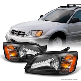 AKKON - For Subaru Legacy GT/Outback/Baja Black Driver Left + Passenger Right Side Headlights Replacement