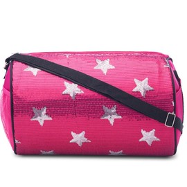 GO DANCE BAGS Girls Dance Duffle Bag with Sequin Stars, Kids Travel Bag - Colour: Fuchsia