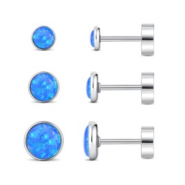 Gold/Silver/Opal Stud Earring for Women - Gold Plated Earrings - Thick Gold Plated Stud for Metal Sensitive Ears