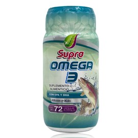 Omega 3 con EPA y DHA 72 cápsulas de 500 mg Supra.