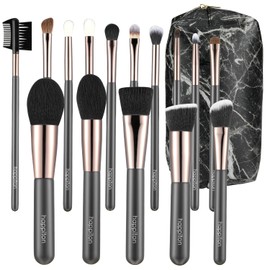 HAPPITON 15PCS Professional Makeup Brush Set - Synthetic Soft Bristles for Foundation, Concealer, Eyeshadow, Blending Face & Eye Brush Kit Includes Travel Makeup Bag