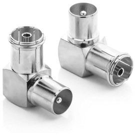 Ancable TV Male Aerial Coaxial Adaptor to PAL Female Adapter Right Angle, 2 Pack Angle 9.5mm TV Satellite Antenna RF Coax Adapter Male to Female Connector