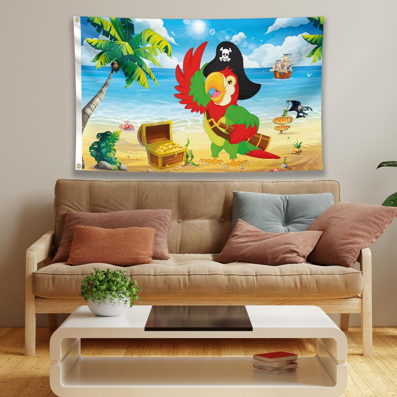 Pirate Flag – Jolly Roger Flag with Parrot - Double-sided