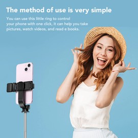 Zunate Handy Bluetooth Fernbedienung, ABS Ringform, Bluetooth Fernbedienung, Page Turner, Drahtlose Bluetooth Selfie Taste, Clicker, Kamera Auslöser Fernbedienung, für Smartphones, Tablets(Schwarz)