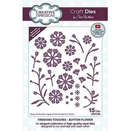 Sue Wilson Finishing Touches-Button Flower Craft Die, Metal, Largest 3.3 x 6 cm Smallest 2 x 0.5 cm CED1534