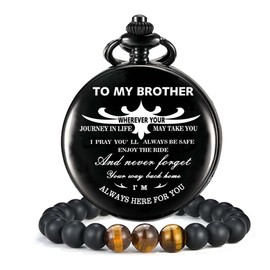 YEEHUA Engraved Pocket Watch for Brother Birthday Anniversary Meaningful Year Gifts for Brother