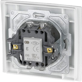 Flush-mounted button, LED light symbol, plug-in terminal, all-in-one, M1 series, pure white