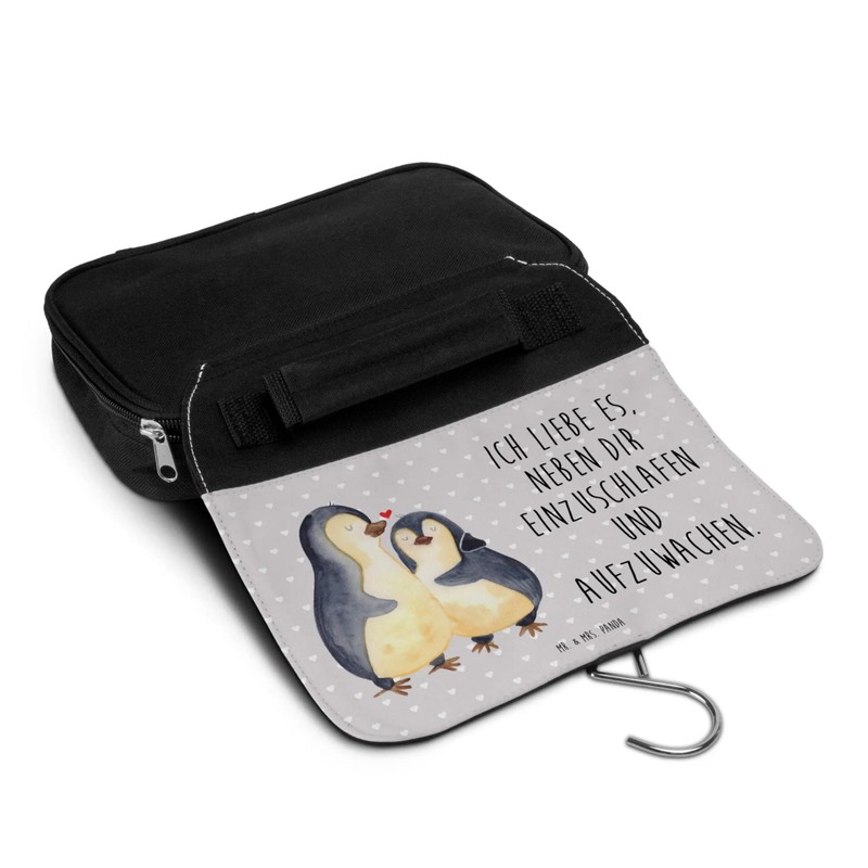 Mr. & Mrs. Panda Kulturbeutel Pinguine Einschlafen - Geschenk, Mitbringsel,