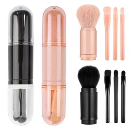 2-Teiliger Vier-In-Eins-Make-Up-Pinsel, Mini Retactable Make-Up-Pinsel, Reisebürbungs-Make-Up-Pinsel, Lidschattenpinsel-Set, Kreativer Make-Up-Pinsel-Set