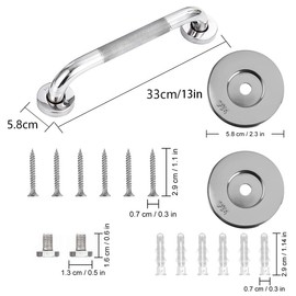 Oruiiju Pack of 2 Shower Handrails 304 Stainless Steel with Knurled Surface, 30 cm Grab Bars for Seniors, Shower Handle for Bathtub, Toilet, Bathroom, Kitchen, Stair Handrail