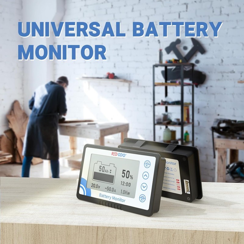 Redodo 500A Battery Monitor with Shunt, 8V-120V, 20ft Cable, High