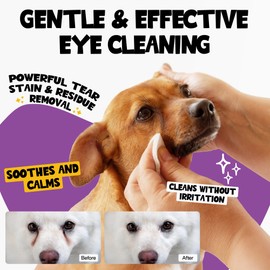 ROOFUS THE DOG Eye Wipes 100 Counts - Dog Tear Wipes to Removes Tear Stains & Eye Residue - Hypoallergenic Pet Eye Cleaner Wipes for Cats & Dogs - Safe and Effective for Dogs & Cats