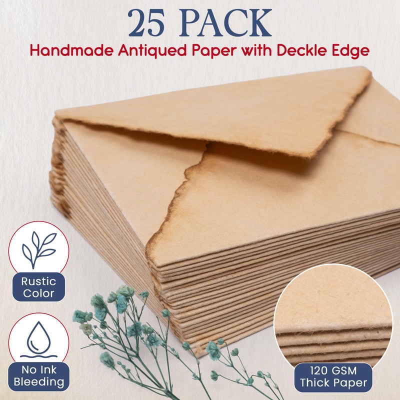 Wanderings Handmade Antiqued Envelope with Deckle Edge - 4.25 x