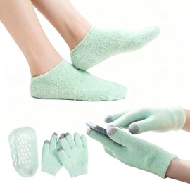 Guantes y calcetines hidratantes para pantallas táctiles, calcetines y guantes de terapia hidratante de gel spa, guantes nocturnos para manos secas, r