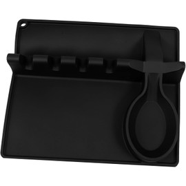 HEALLILY Soporte de Utensilios de Cocina y Reposición Conveniente en Encimera Negro de Silicona Soporte Capacidad para Varias Cucharas para Cocina