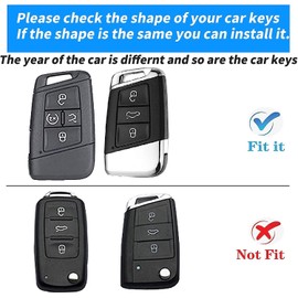 TECART Key Fob Cover Fit for VW Tiguan Atlas Jetta Soft TPU Key Case Keyshell Keychain Accessories Protector 4 Button Grey