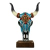 Rustic Western Aztec Mosaic Turquoise Cow Steer Bull Skull Desktop