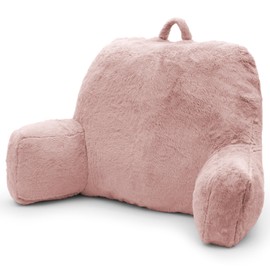 xffzroom Reading Pillow Large Bed Pillow,Backrest with Arms, Back Support for Sitting Up in Bed, Couch for Lounging Bedrest,Pink