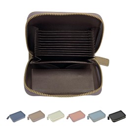 Kaitou Mini Wallet, Thin, Large Capacity, Genuine Leather, Bifold Compact, Anti-Skimming, Card Case, Coin Purse, Stylish, Khaki