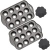 Tosnail 2 Pack 12 Cavity Mini Cheesecake Pan with Removable
