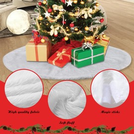 90 cm Christmas Tree Blanket White Plush Faux Fur Christmas Tree Skirt Christmas Tree Stand Decorations Carpet Christmas Tree Skirt